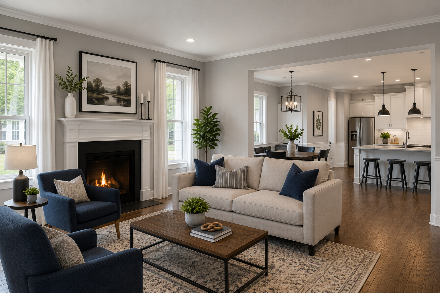 Finished living room after professional interior painting